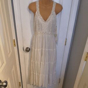 Vasna Desire Vintage White Embroidered & Crochet Sundress size M